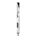 The Superstroke Zenergy Tour Plus 2.0 XL Putter Grip, white with black accents and branding, stands vertically against a plain white background.