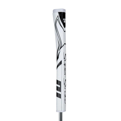 SuperStroke SuperSoft Claw 1.0 putter grip in black and white, featuring a patterned design with the SuperStroke logo running vertically along the grip.