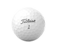 A Titleist 2024 AVX Golf Ball in white, featuring black Titleist branding and a printed number 1, shown on a plain white background—perfect for golfers seeking premium, low spin performance.