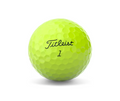 A Titleist 2024 AVX Golf Ball in yellow with the number 1, by Titleist, displayed on a white background.
