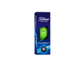 A rectangular blue box of Titleist 2024 Tour Soft Golf Balls features a high visibility green ball and prominent Titleist branding on the packaging.