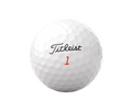 A white Titleist 2024 TruFeel Golf Ball with Titleist in black and a red number 1 below the logo, known for its ultra-soft feel and all-round performance, is shown against a plain white background.