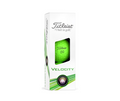 A white box of Titleist 2024 Velocity Golf Balls from Titleist features a green golf ball (number 00) visible through a clear window, with green graphic accents on the packaging.