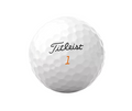 The Titleist 2024 Velocity Golf Ball is white with a dimpled surface, featuring the Titleist logo in black script and an orange number 1, designed for high-speed performance and shown on a plain white background.