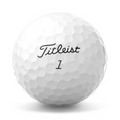 A white Titleist 2025 AVX Aim 360° Golf Ball with dimples, black Titleist script above the number 1, and 360° Alignment, shown on a plain white background.