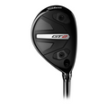 The Titleist GT2 Hybrid 2025 golf club is displayed against a white background, showcasing its black, sleek design with the Titleist logo and GT2 branding for high launch performance.