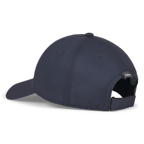 The Titleist 2025 Montauk Lightweight Cap in navy, shown from the back with an adjustable strap and small Titleist logo on the closure, offers stylish comfort for golf.