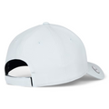 A pale blue Titleist 2025 Players Performance Ball Marker Cap by Titleist is shown from the back, featuring an adjustable strap and a small round sticker on its slightly curved brim—a stylish golf accessory.