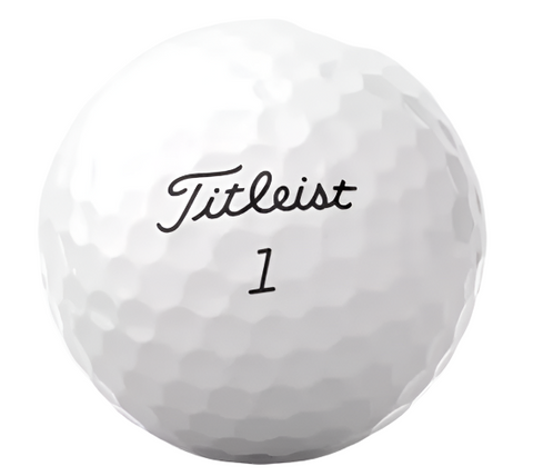 The iconicTitleist stamp on the Titleist Pro V1 white golf ball