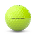 A single Titleist Pro V1 Yellow Golf Ball 2025 showing the side stamp