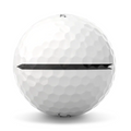 The image shows a Titleist 2025 Pro V1 Performance Alignment Golf Ball, featuring a black thick alignment line with a small arrow. Its dimpled surface highlights the premium quality and performance reputation of Titleist golf balls.