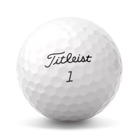 A Titleist 2025 Pro V1 Performance Alignment Golf Ball, white with the brand and number 1 printed, is shown on a plain white background.