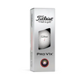 A box of Titleist 2025 Pro V1x golf balls, designed for explosive distance. The silver packaging with black and red accents displays the Titleist logo at the top and a visible white ball marked Titleist 1.