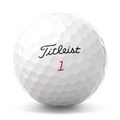 A Titleist 2025 Pro V1x Left Dash Enhanced Alignment golf ball in white, with Titleist in black script and a red number 1, shown against a plain white background.