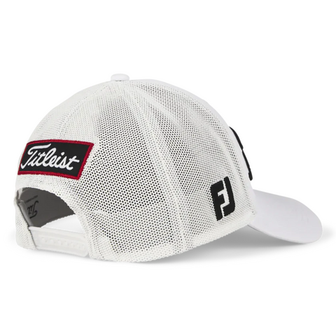 Back of the Titleist Mesh Cap Showing the Titleist logo on the back and FJ logo on the side