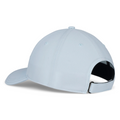 The Titleist 2025 Players Performance Ball Marker Women’s Cap features light blue smooth fabric, curved brim, stitched details, eyelets, and an adjustable strap with black fastener—perfect for women golfers seeking style and comfort.