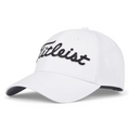 The Titleist 2025 Players Performance Ball Marker Women’s Cap is a white golf hat with a curved brim and black Titleist script on the front, blending classic style with top performance features for women.