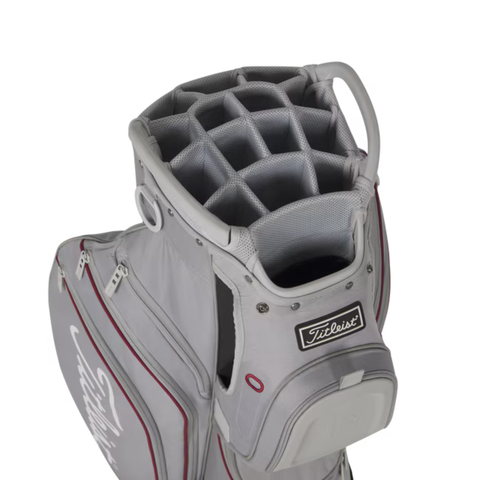 Titleist 2026 Cart 15 Golf Bag | Cool Gray/Crimson/White
