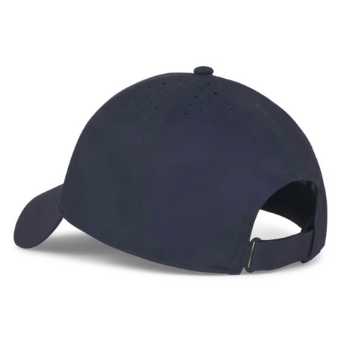 A Titleist Charleston Breezer Cap in Navy/White viewed from the back, featuring a curved brim, breathable ventilation holes, and an adjustable strap closure.