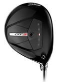The Titleist GT3 Fairway Wood features a black clubhead with silver, red, and white accents, the GT3 logo, shot-shaping control, and adjustment markings near the base.
