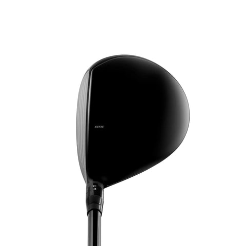 Black golf club head on a white background with GTS on top