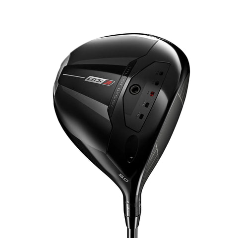 Black golf driver with 'GTS3' branding on a white background