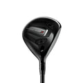 Black golf club head with GTS3 on it on a white background