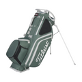 A Titleist Hybrid 14 Golf Bag in Eucalyptus, featuring a 14-way top divider, multiple zippered compartments, and dual legs for support, is shown against a white background.