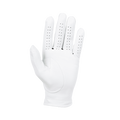 The Titleist Men's Players Golf Glove is displayed palm up on a white background, highlighting ventilation holes on the fingers and backhand for comfort. This tour-proven glove by Titleist is crafted from premium Cabretta leather.