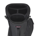 Top view of the Titleist Players 4 Carbon Stand Bag 2025 by Titleist, showcasing its ultra-lightweight build, four padded club compartments, side zippered pocket, grab handle, and carbon fiber legs.