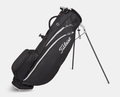 View of the Titleist Players 4 Carbon Stand Bag in black with stand extended