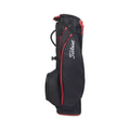 The Titleist Players 4 Carbon Stand Bag, in black with red accents and a white Titleist logo, is shown standing upright against a plain white background.