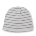 The Titleist Players Beanie by Titleist is light gray, features thin horizontal dark gray stripes, and is shown on a white background.