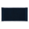 The Titleist Players Terry Towel by Titleist is a rectangular dark navy blue towel with thin white stripes, combining absorbent terry fabric and a stylish design—ideal for use as a golf towel.