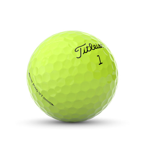 A single view of a Titleist Pro V1 Golf Ball in yellow colour