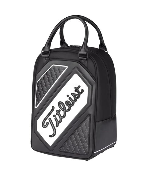 View of the Titleist Shag Bag featuring the strong handles and the stylish Titleist logo