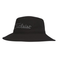 The Titleist Stadry Performance Bucket Hat is a black, waterproof bucket hat with matching black Titleist embroidery on the front—an ideal, stylish rain hat for golfers.