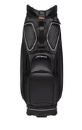 The Titleist Tour Golf Bag in Black/White by Titleist features multiple zippered compartments and padded sections, standing upright on a white background.