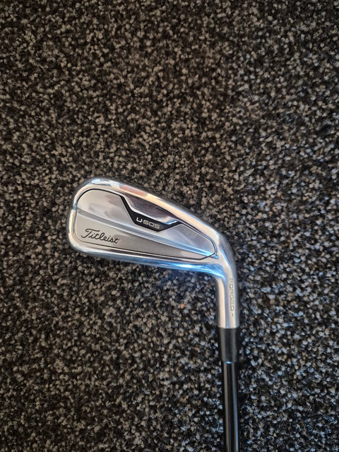 Back of used Titleist U505 3 iron showing the U505 and Titleist markings