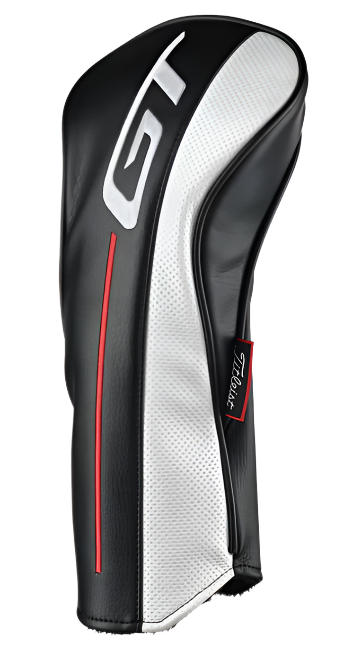This black, white, and red headcover with TS logo and Titleist tag is designed for the Titleist Women's GT2 Driver. Sleek and modern, it features a textured white panel to add extra style while protecting your club.