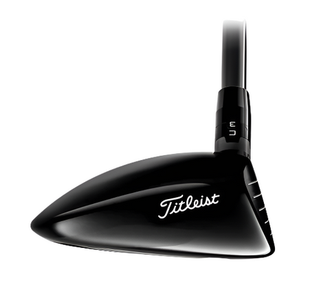 Toe view of the Titleist GT2 Fairway wood, showing the classy Titleist logo