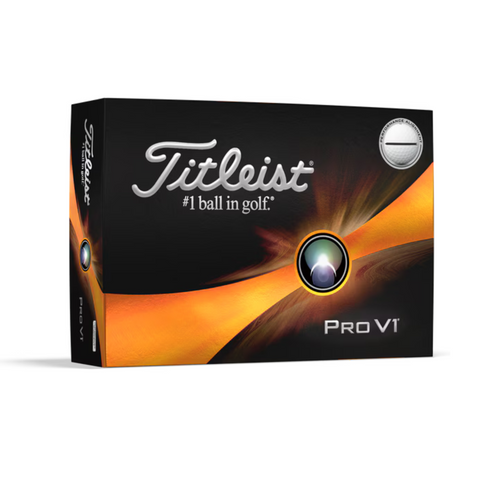 Titleist Pro V1 Performance Alignment golf balls box featuring black and orange packaging. The Titleist logo with the tagline '#1 ball in golf' is prominently displayed, with 'Pro V1' written in the bottom right corner. A circular icon with an iridescent finish is positioned in the center of the box.