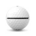 Titleist Pro V1x golf ball with a black alignment line across the center. The dimpled white surface is visible, with a clear black dash running horizontally for alignment purposes.