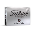 Box of 12 Titleist Pro V1x golf balls with Left Dash Alignment, featuring the Titleist logo, '#1 ball in golf' tagline, and 'Pro V1x' text on a silver background. The packaging showcases the premium design and performance focus of the product.