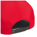 Close up back view of the red Adidas Tour five-panel cap featuring a black adjustable snapback closure.