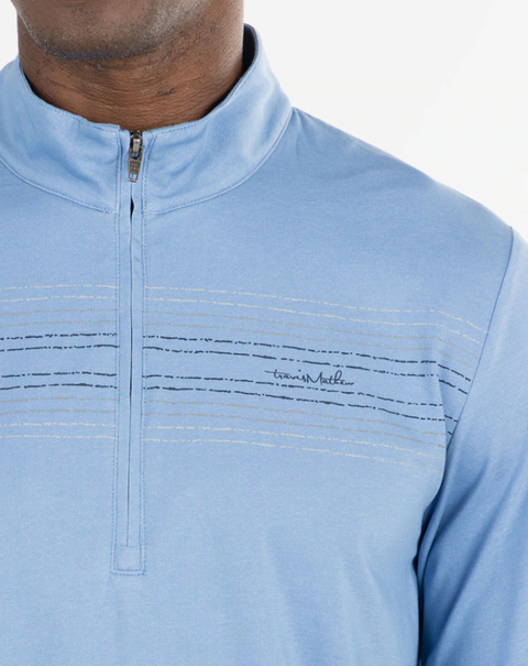 Travis Mathew Men's Heritage Quarter Zip Heather Riviera