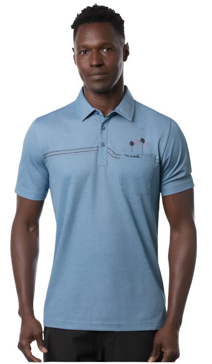 Travis Mathew Men's Max Bet Polo Heather Blue Sapphire