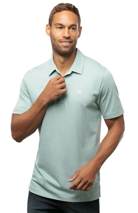 Travis Mathew Men's The Zinna Polo Heather Beryl Green