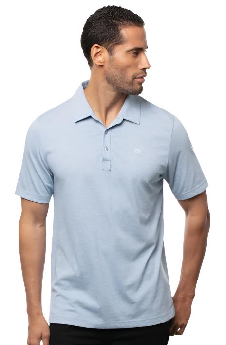 Travis Mathew Men's The Zinna Polo Heather Light Blue