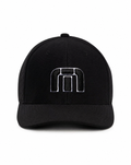 TravisMathew B-Bahamas Fitted Cap in Black – front view on a clean white background